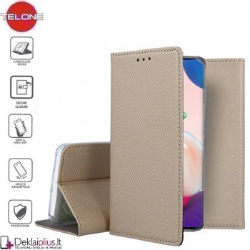 Telone smart magnet serijos atverčiamas dėklas - auksinės spalvos (telefonams Samsung A72/A72 5G)